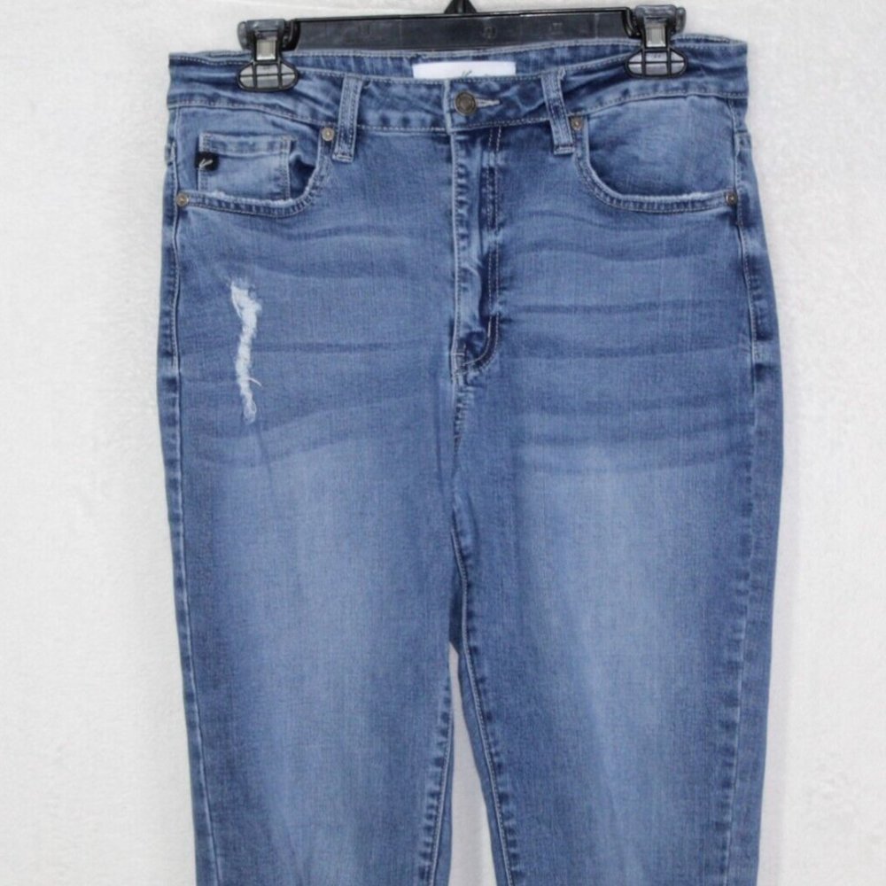 KanCan womens jeans size 11 light wash high rise stretch skinny leg distressed - Picture 3 of 10